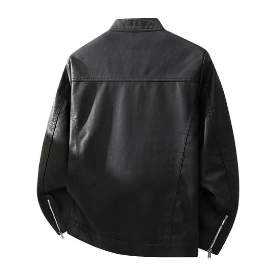 Herren Schlichte Kunstleder-Cityjacke mit Stehkragen, Zweiwege-Reißverschluss & Eingrifftaschen Nord Taschen