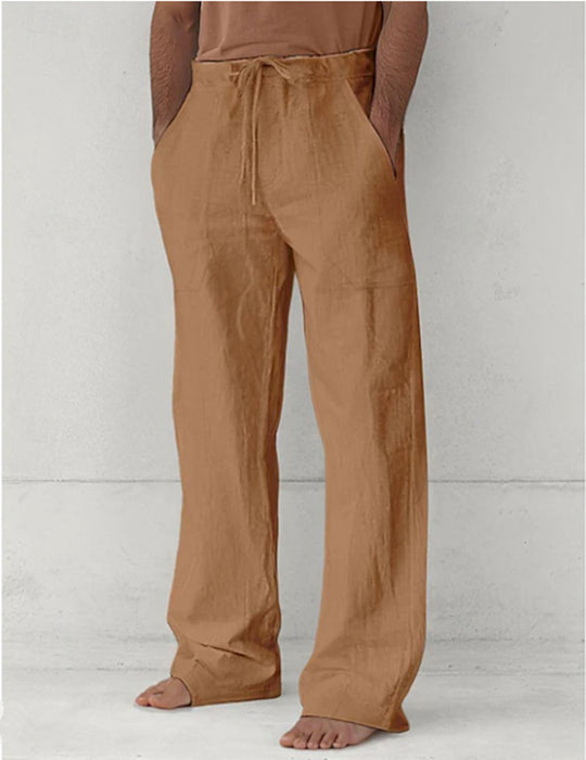 Herren leichte Relax-Chino aus Leinenmix mit weitem Bein, Kordelbund und seitlichen Eingrifftaschen Nord Taschen