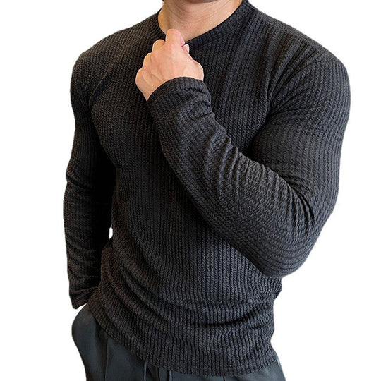 Herren Langarmshirt mit strukturiertem Gewebe
