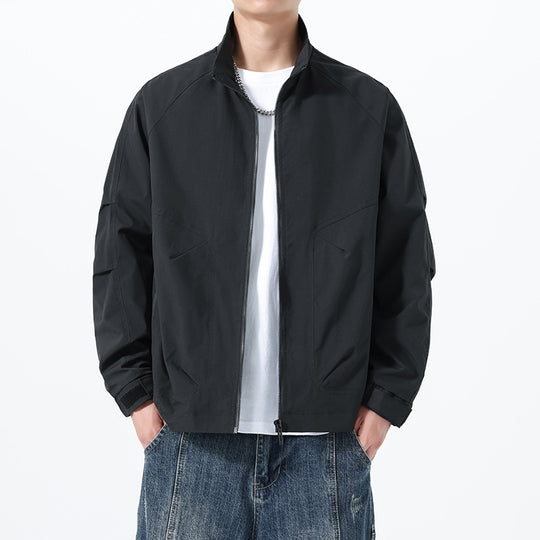 Herren Leichte Utility-Übergangsjacke mit Stehkragen, Raglanärmeln und verstellbaren Klettbündchen Nord Taschen