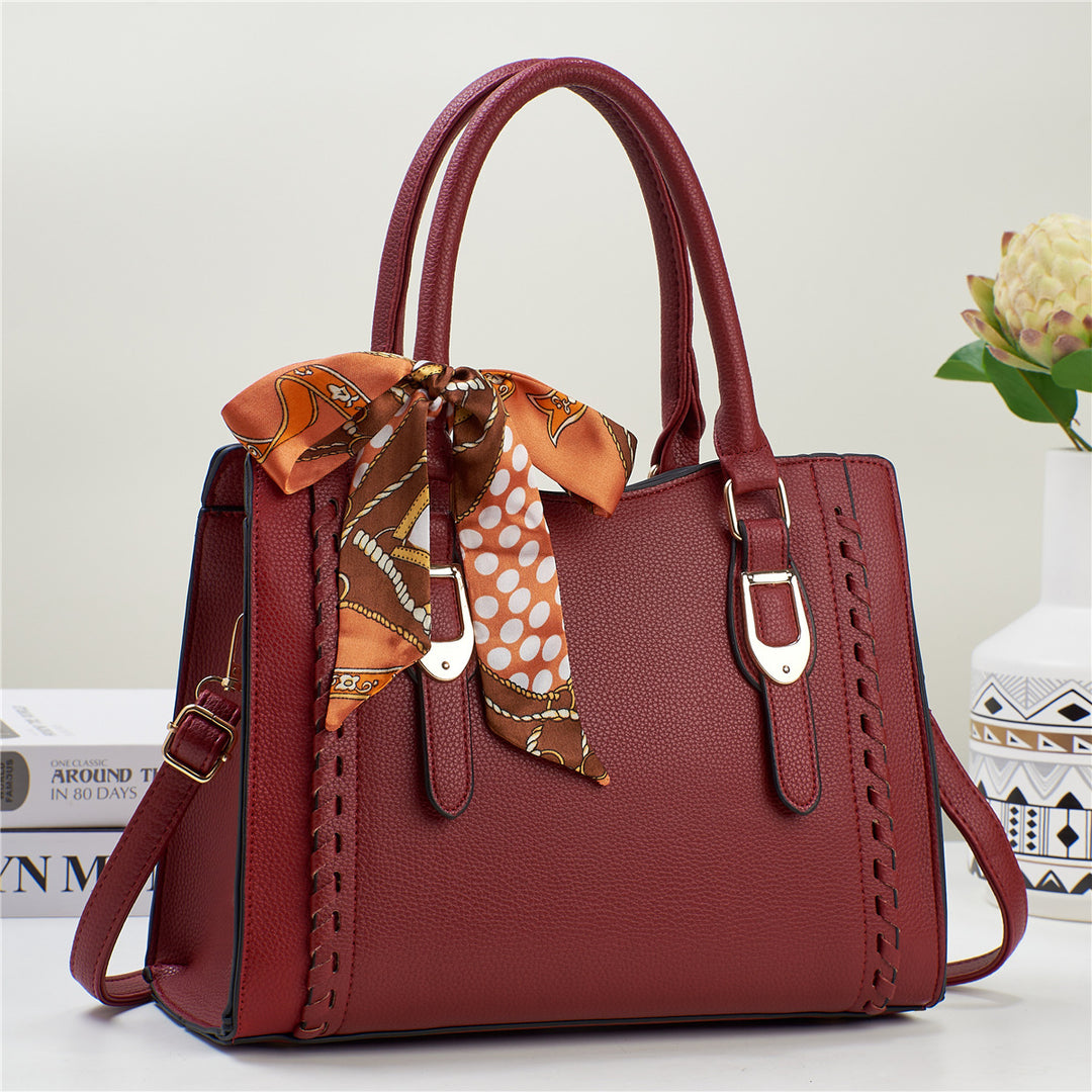 Damen elegante Handtasche mit dekorativem Schal Nord Taschen