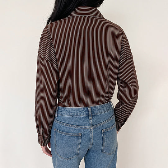Damen Elegante Bluse mit tailliertem Schnitt und Streifen Nord Taschen