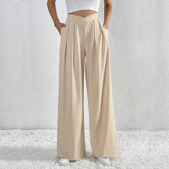 Damen hohe Bund Culotte-Hose mit Faltenlegung und weitem Bein Nord Taschen