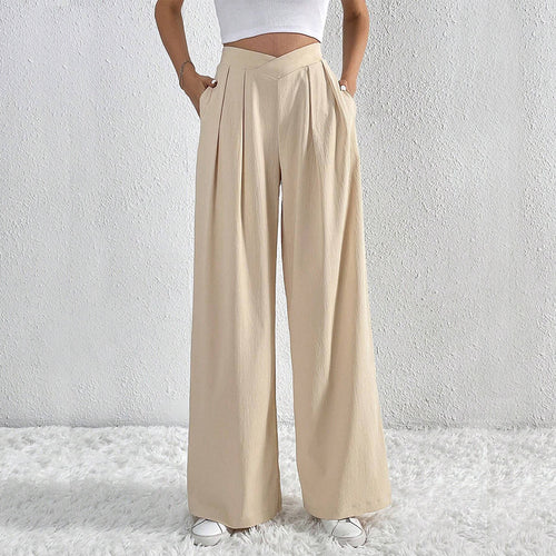 Damen hohe Bund Culotte-Hose mit Faltenlegung und weitem Bein Nord Taschen