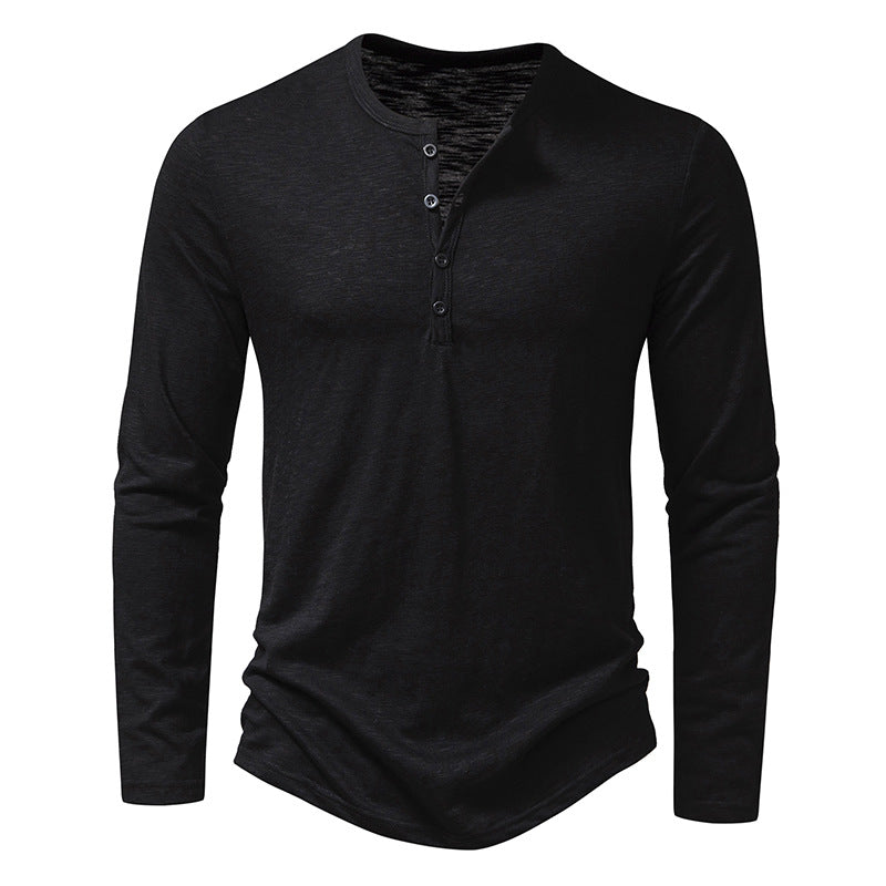 Herren Feinstrick-Henley mit Rundhalsausschnitt, verdeckter Knopfleiste und figurbetonter Passform Nord Taschen