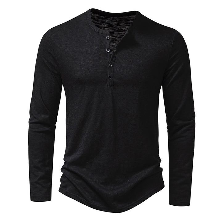 Herren Feinstrick-Henley mit Rundhalsausschnitt, verdeckter Knopfleiste und figurbetonter Passform Nord Taschen