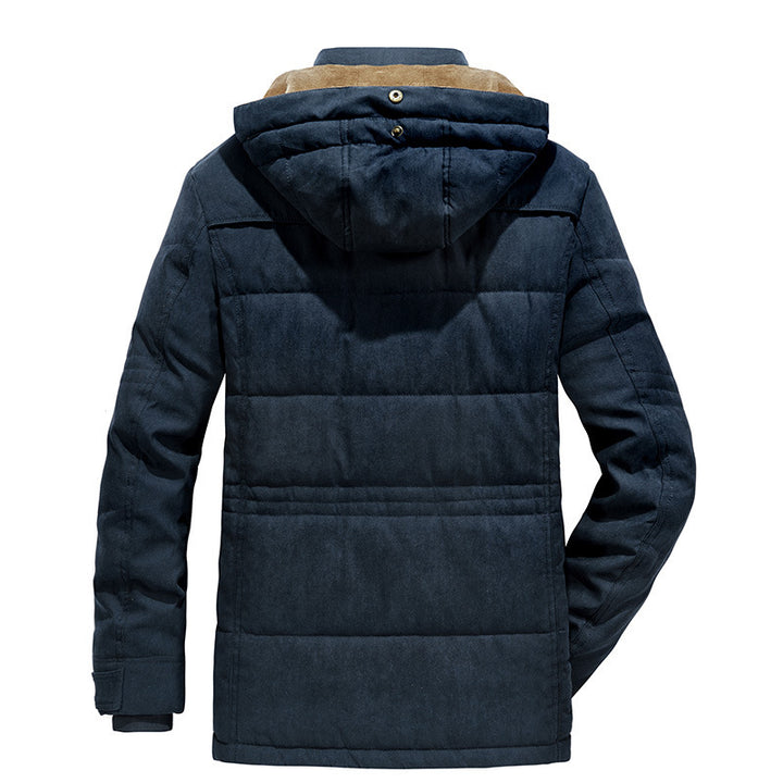 Herren  isolierte Kapuzen-Fieldjacke mit Cord-Innenfutter, gesteppter Thermoisolierung und multifunktionalen Taschen Nord Taschen