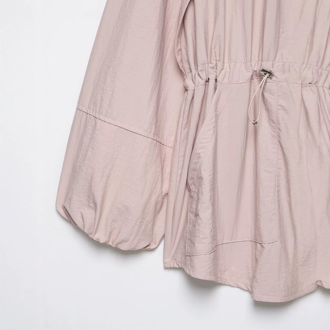 Damen Wasserabweisende Oversize-Parka mit Taillenraffung und Ballonärmeln Nord Taschen