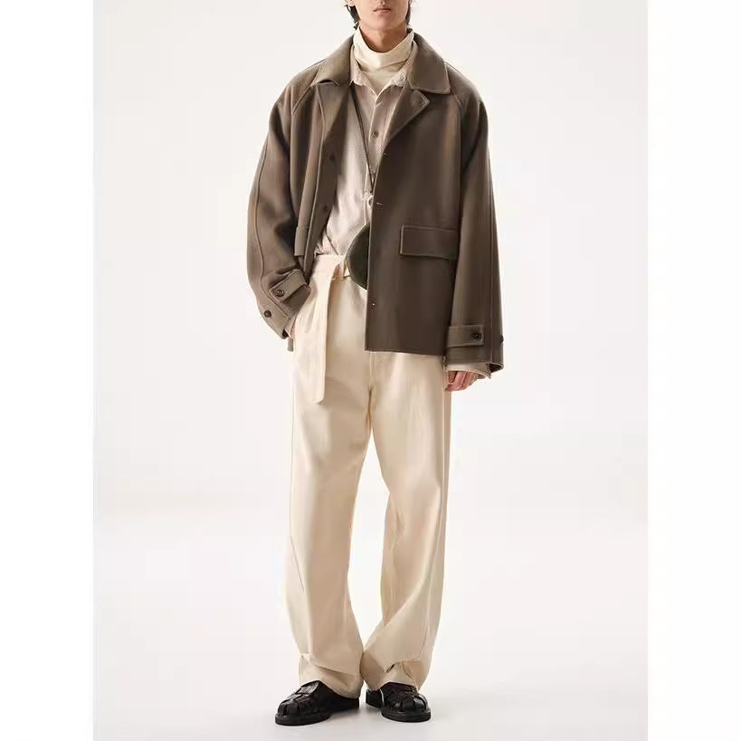 Herren Kurzjacke aus Wollmix im Oversized-Schnitt mit Umschlagkragen Nord Taschen