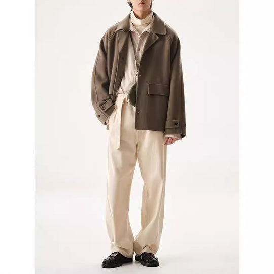 Herren Kurzjacke aus Wollmix im Oversized-Schnitt mit Umschlagkragen Nord Taschen