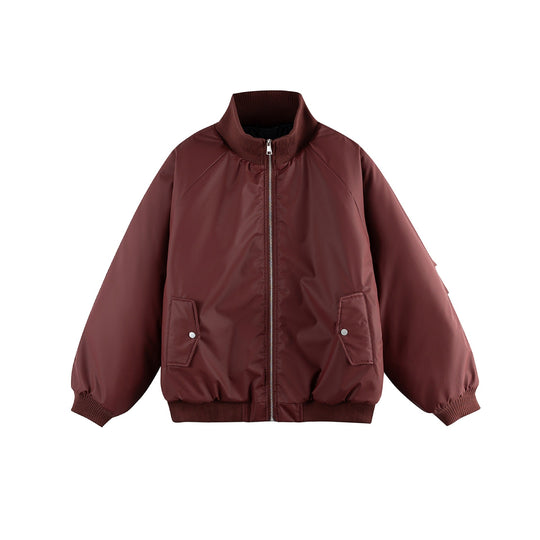 Damen Oversize Bomberjacke Nord Taschen mit Stehkragen, wattierter Fütterung und Pattentaschen
