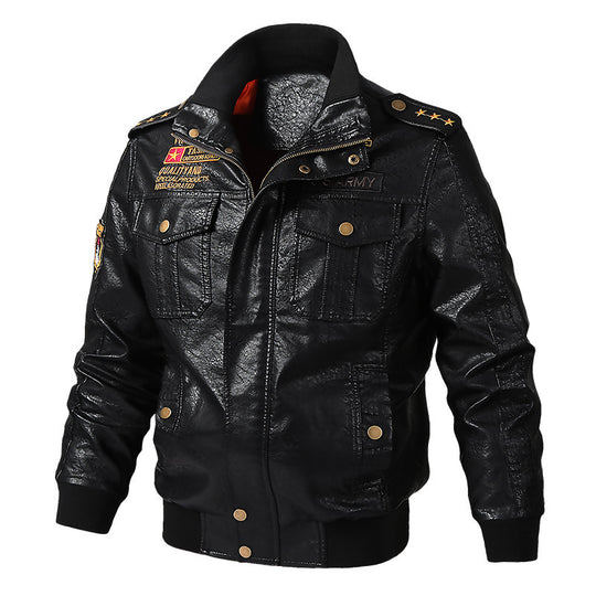 Herren Military-inspirierter Aviator-Blouson mit Schulterepauletten und Pattentaschen Nord Taschen
