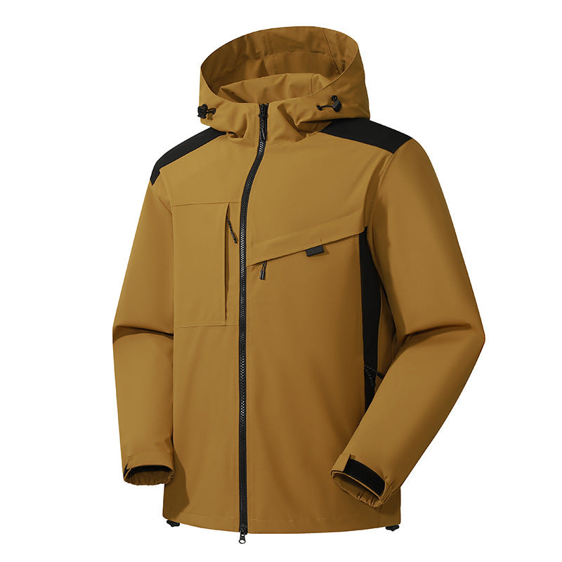 Herren Softshell Outdoorjacke mit wasserdichter Membran und verstellbarer Kapuze Nord Taschen