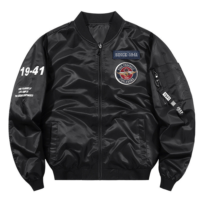 Herren Leichte Nylon-Bomberjacke im Aviator-Style mit Patchdetails und Ärmeltasche Nord Taschen