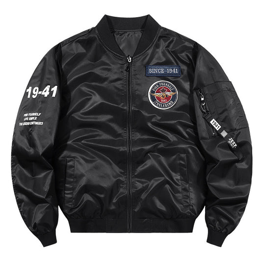 Herren Leichte Nylon-Bomberjacke im Aviator-Style mit Patchdetails und Ärmeltasche Nord Taschen