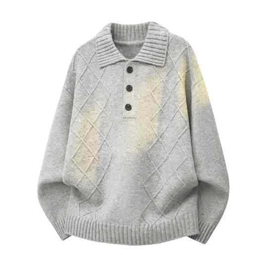 Damen Strickpullover mit Polokragen und Rautenstruktur Nord Taschen