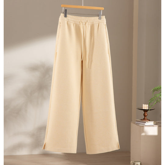 Damen Weite Highwaist Sweathose mit Tunnelzug, Eingrifftaschen und Saumschlitz Nord Taschen