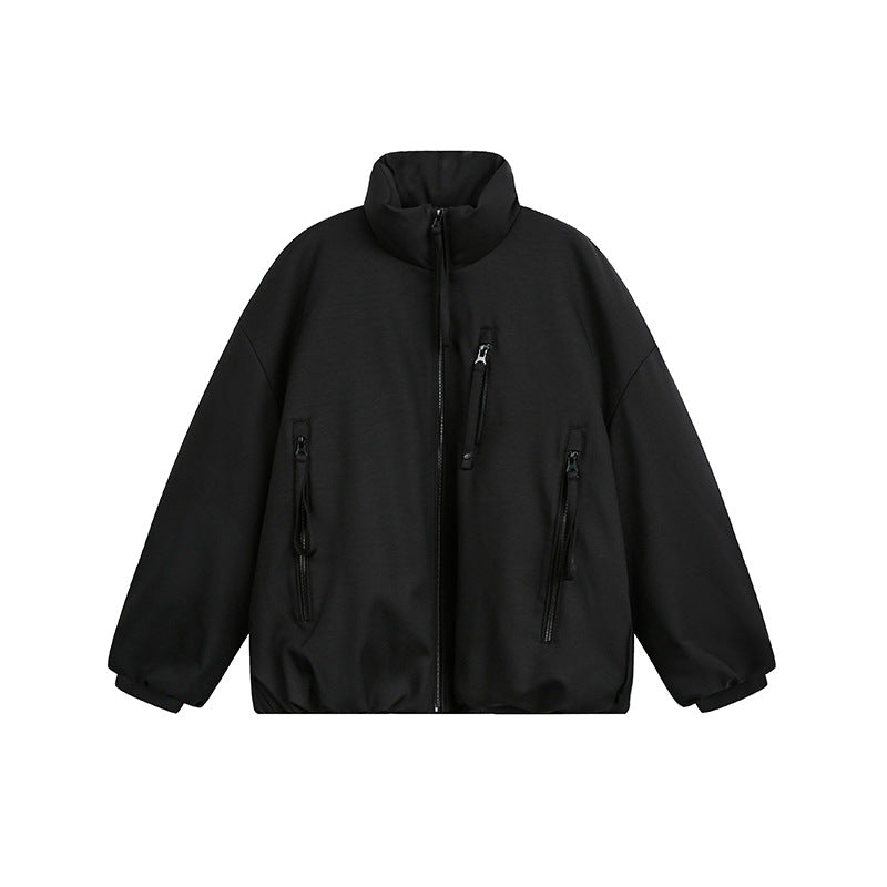 Unisex Weit geschnittene Utility-Fleecejacke mit Stehkragen und mehreren Reißverschlusstaschen Nord Taschen