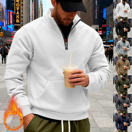 Herren Halbzip-Sweatshirt mit Stehkragen, Kängurutasche und Rippbündchen Nord Taschen