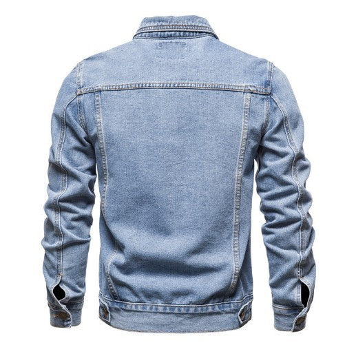 Herren Denim-Truckerjacke Slim Fit mit vintage Metallknöpfen und vertikaler Nahtführung Nord Taschen