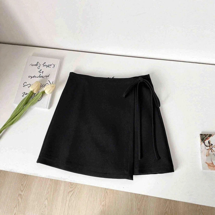 Damen Wickelrock aus hochwertigem Leinenstoff mit eleganter Schleifenbindung