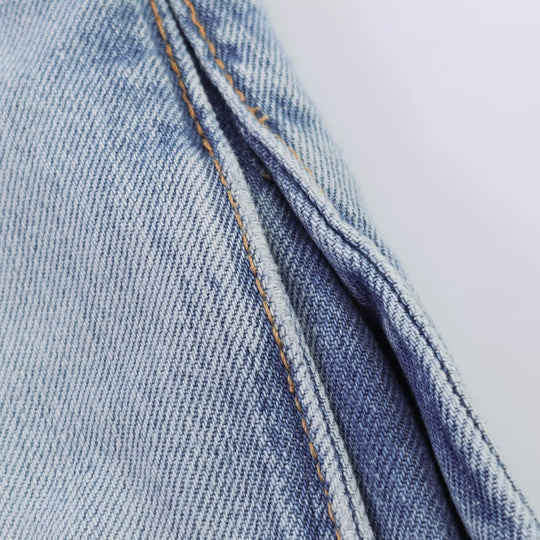 Damen Weite Denim-Jeans mit seitlichen Schlitzen und Palazzoschnitt Nord Taschen