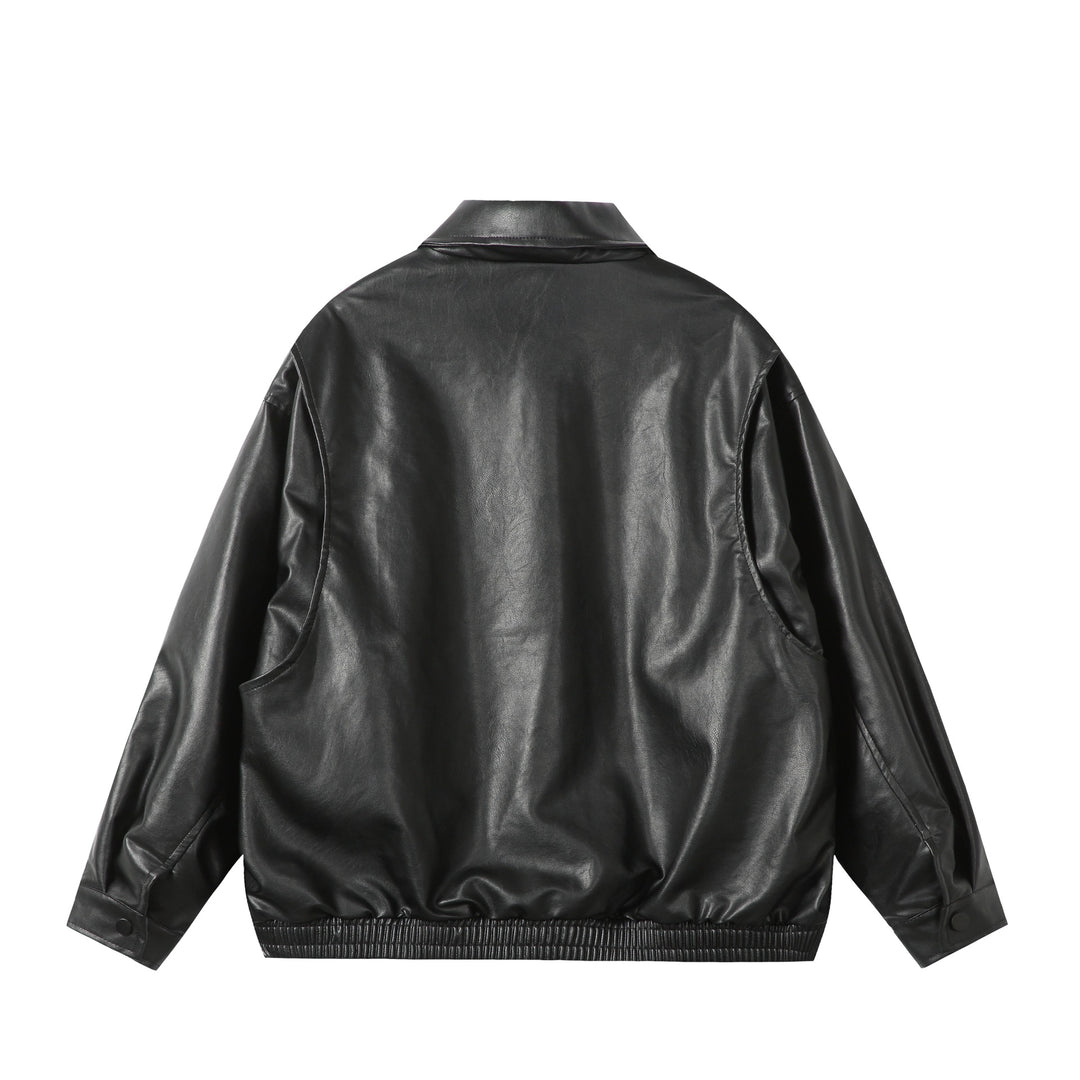 Damen Oversize Glattleder‑Optik Blousonjacke mit elastischem Saum und Metall‑Logo Nord Taschen