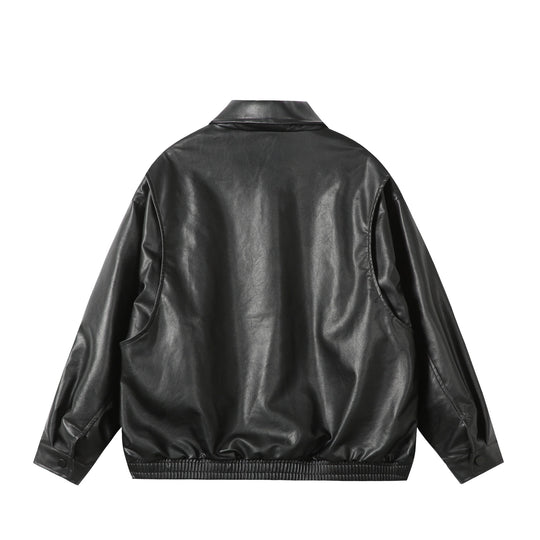 Damen Oversize Glattleder‑Optik Blousonjacke mit elastischem Saum und Metall‑Logo Nord Taschen