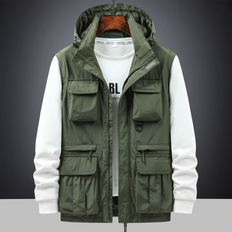 Herren Multifunktionale Utility-Fieldjacke mit Kapuze, Mehrfach-Taschen und Ripstop-Außenmaterial Nord Taschen