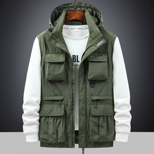 Herren Multifunktionale Utility-Fieldjacke mit Kapuze, Mehrfach-Taschen und Ripstop-Außenmaterial Nord Taschen