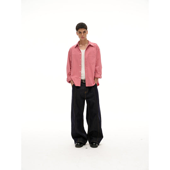 Damen Oversize‑Hemdbluse mit Brusttasche und verdeckter Knopfleiste Nord Taschen