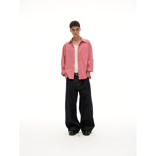 Damen Oversize‑Hemdbluse mit Brusttasche und verdeckter Knopfleiste Nord Taschen