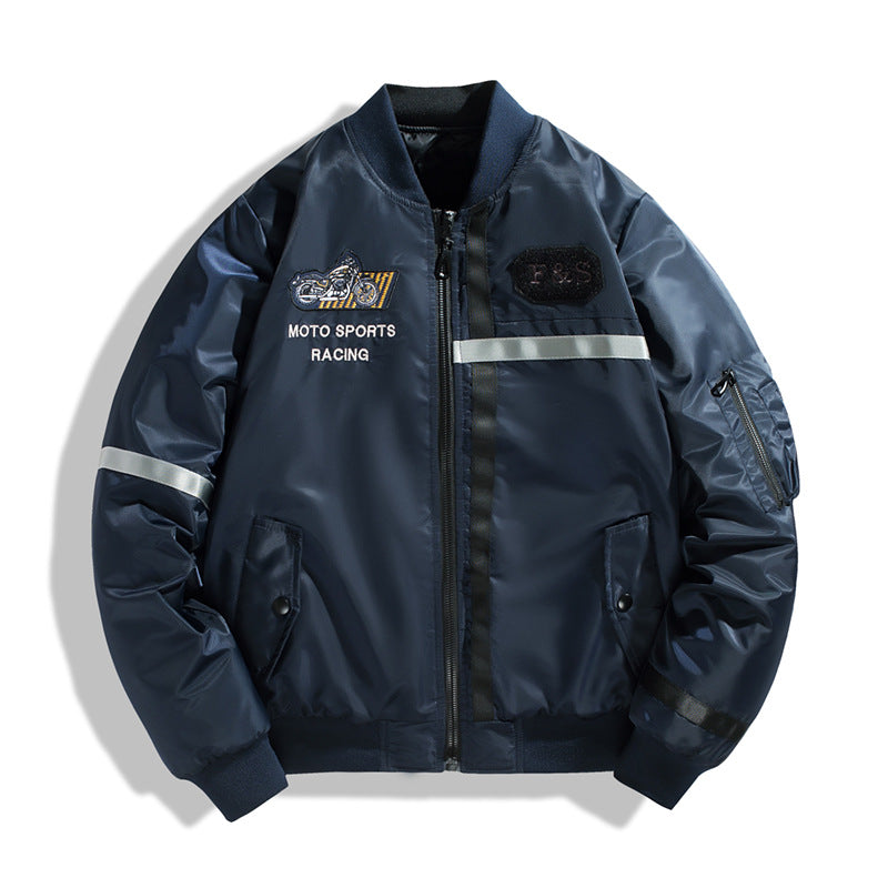 Herren Bomberjacke im Fliegerjackenstil mit reflektierenden Streifen, Utility‑Taschen und leichter Thermofütterung Nord Taschen