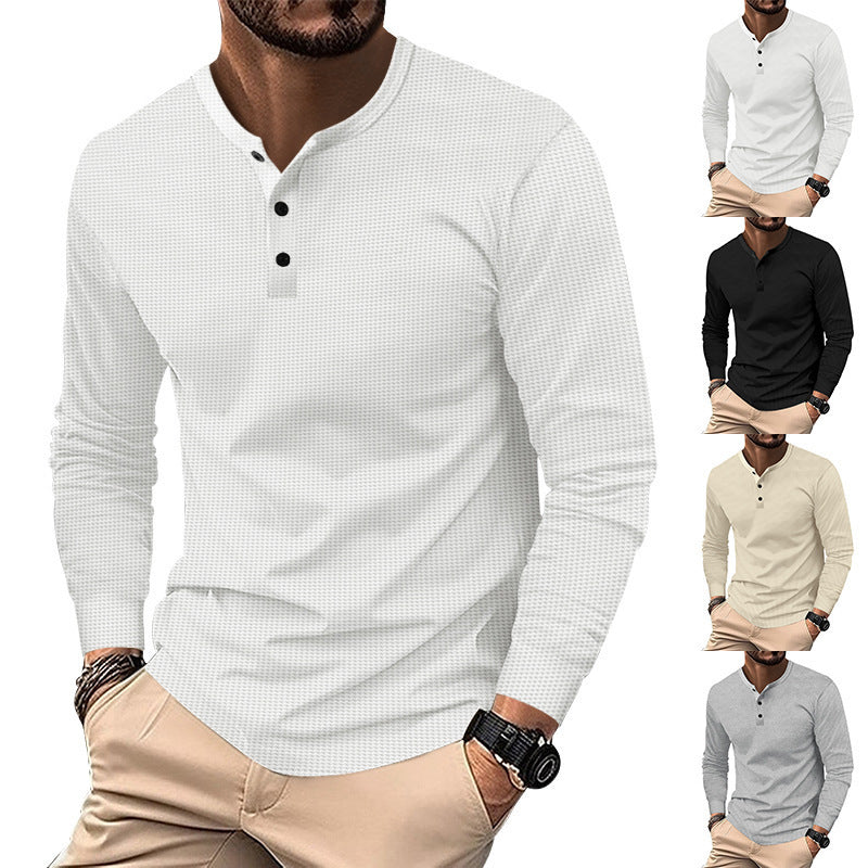 Herren Langarm-Henley-Shirt aus atmungsaktivem Strukturstoff