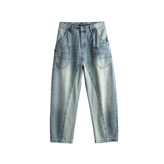 Damen Baggy-Jeans im Panel‑Design mit tiefem Bund und großen Schubtaschen Nord Taschen