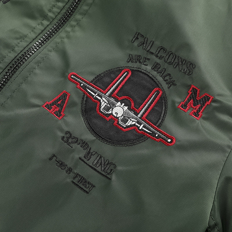 Herren Piloten-Bomberjacke im Vintage-Military-Stil mit gestickten Flugpatches und wasserabweisender Nylonoberfläche Nord Taschen