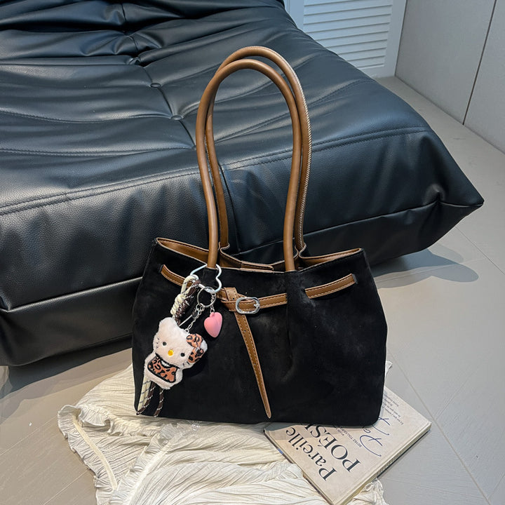 Damen modische Veloursleder Handtasche mit praktischen Innenfächern Nord Taschen