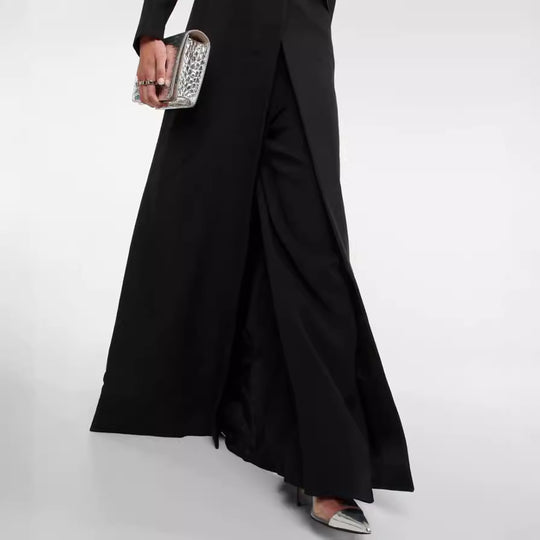 Damen Maxikleid im Smokingsakko‑Stil mit tiefem V‑Ausschnitt und tailliertem Ein‑Knopf‑Verschluss Nord Taschen