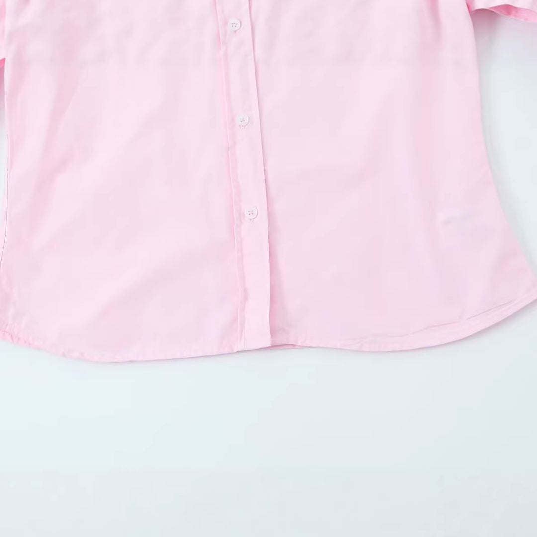 Damen Legere Baumwollbluse mit kastiger Kurzform und klassischem Hemdkragen Nord Taschen
