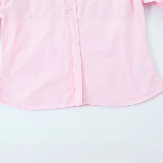 Damen Legere Baumwollbluse mit kastiger Kurzform und klassischem Hemdkragen Nord Taschen