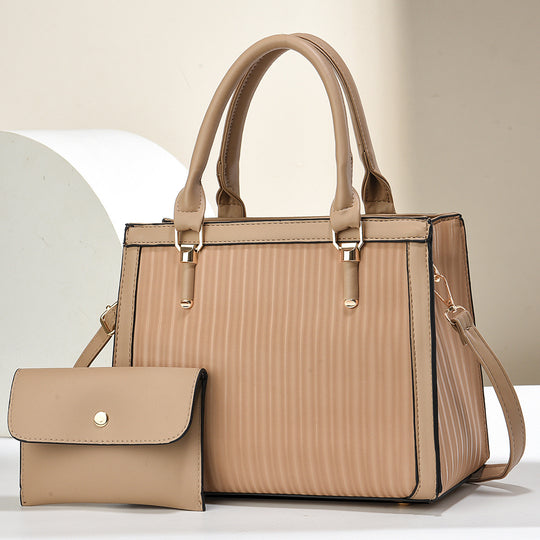 Damen elegante Handtasche mit Streifenstruktur und abnehmbarer Clutch Nord Taschen