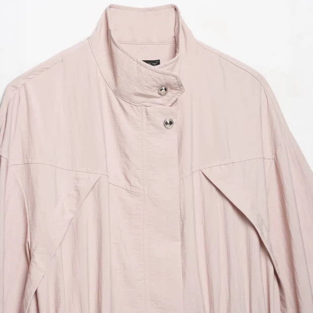 Damen Leichte Oversize‑Utilityjacke mit Tunnelzug‑Taillierung, Stehkragen und Ballonärmeln Nord Taschen