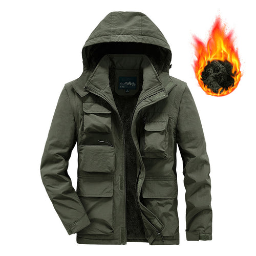 Herren Multifunktionaler Fleece-gefütterter Fieldparka mit Kapuze und Mehrfach-Taschen Nord Taschen