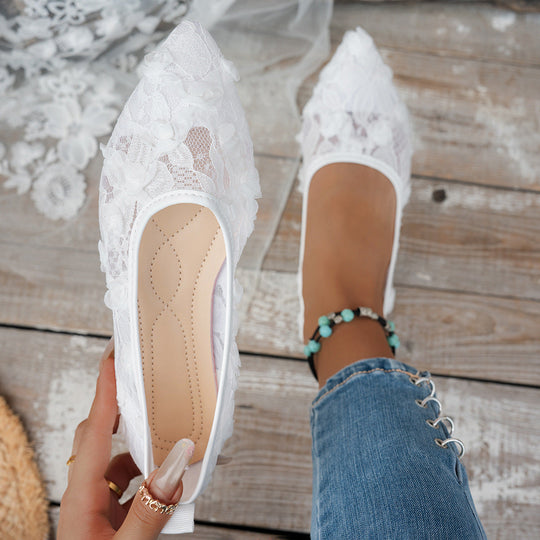 Damen elegante spitze Ballerinas mit floralen Stickereien und komfortablem Innenfutter Nord Taschen