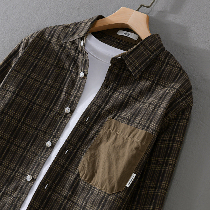 Herren Kariertes Overshirt im Relaxed-Fit mit kontrastreicher Brusttasche Nord Taschen