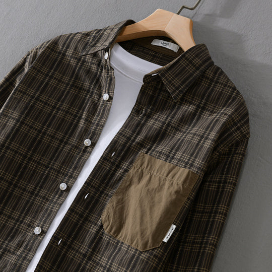 Herren Kariertes Overshirt im Relaxed-Fit mit kontrastreicher Brusttasche Nord Taschen