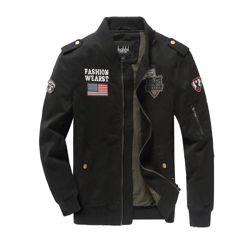 Herren  militärisch inspirierte Bomberjacke mit gestickten Patches, Ärmel-Tasche und elastischen Rippbündchen Nord Taschen