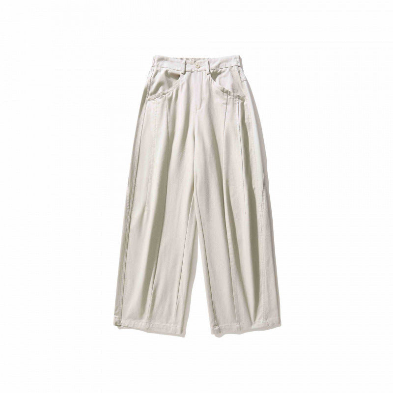 Damen Weite Bundfaltenhose mit hohem Bund und geradem weitem Bein Nord Taschen
