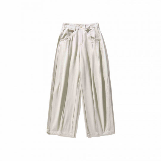 Damen Weite Bundfaltenhose mit hohem Bund und geradem weitem Bein Nord Taschen