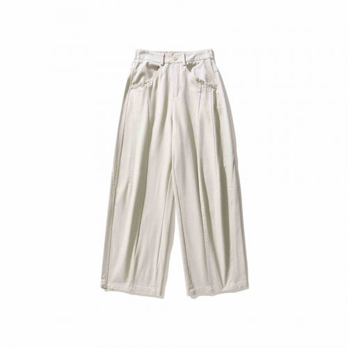 Damen Weite Bundfaltenhose mit hohem Bund und geradem weitem Bein Nord Taschen